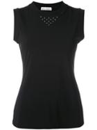 Paco Rabanne - Sleeveless Stud Detail Tank Top - Women - Spandex/elastane/viscose - 38, Black, Spandex/elastane/viscose