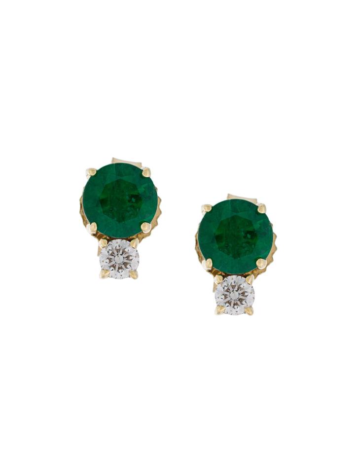 Jemma Wynne 18kt Gold Diamond And Emerald Stud Earrings - Green