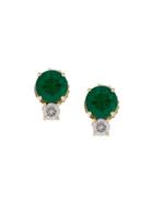 Jemma Wynne 18kt Gold Diamond And Emerald Stud Earrings - Green