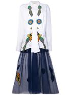5 Progress Contrast Skirt Patch Dress - White