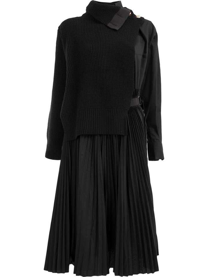 Sacai Sacai 1804149 002 Black X Black Wool/polyester/polyester/cotton