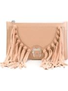 Paula Cademartori Fringed Flat Clutch, Women's, Nude/neutrals, Calf Leather