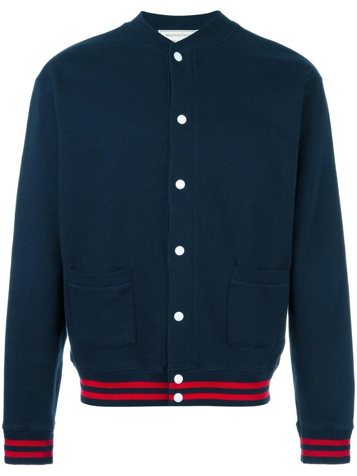 Maison Kitsuné Varsity Jacket, Men's, Size: Large, Blue, Cotton