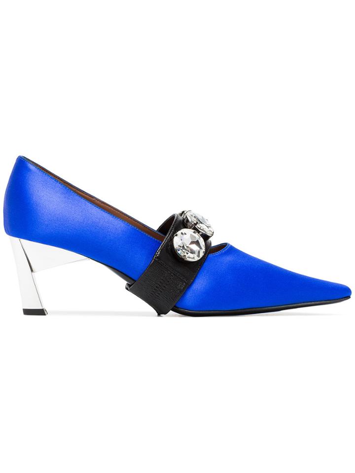 Marni Blue And Black Crystal Embellished 60 Satin Pumps