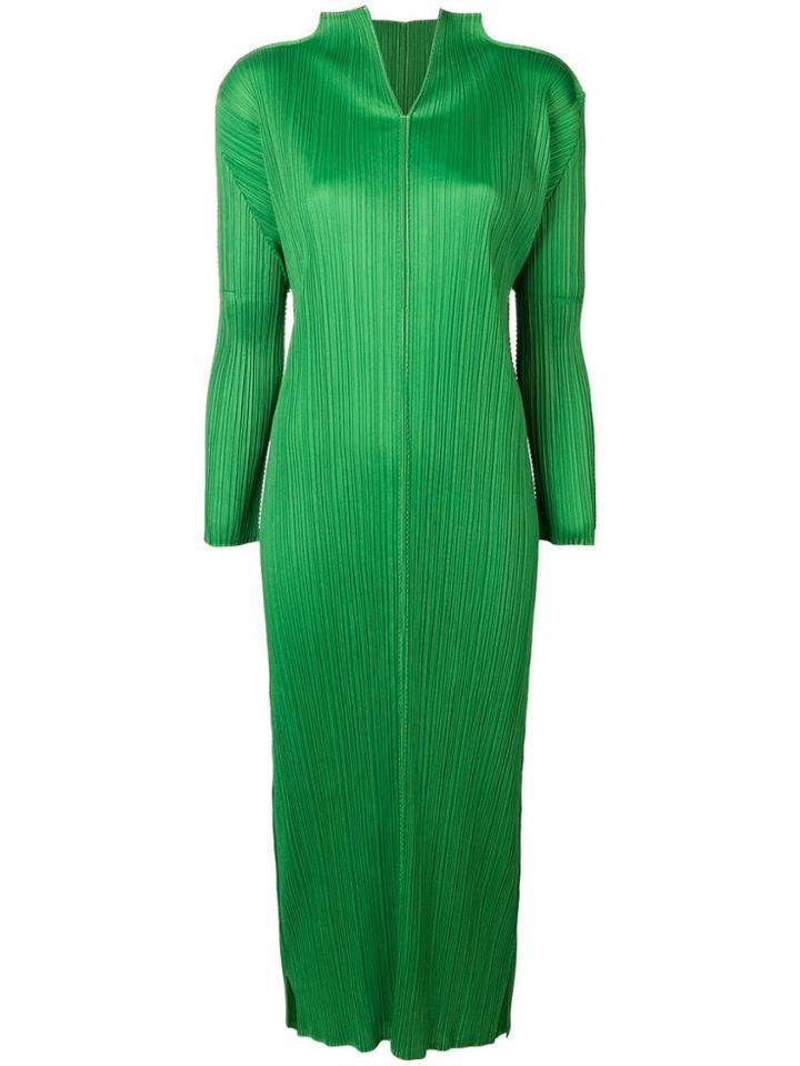 Issey Miyake Vintage Long Pleated Dress - Green