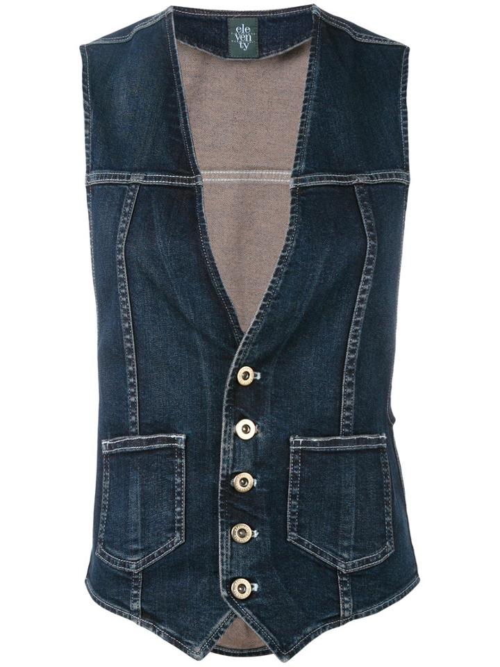 Eleventy - Waistcoat - Women - Cotton/spandex/elastane - 40, Women's, Blue, Cotton/spandex/elastane