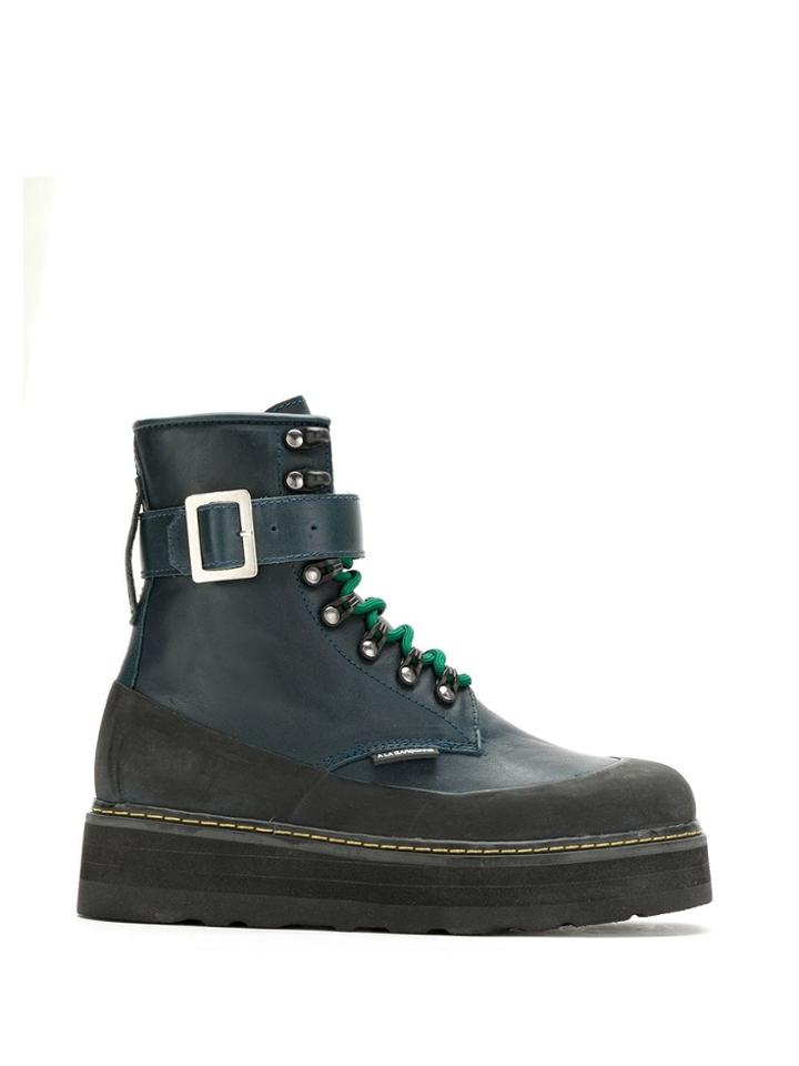 À La Garçonne Leather Combat Boots - Blue