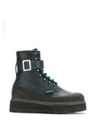 À La Garçonne Leather Combat Boots - Blue