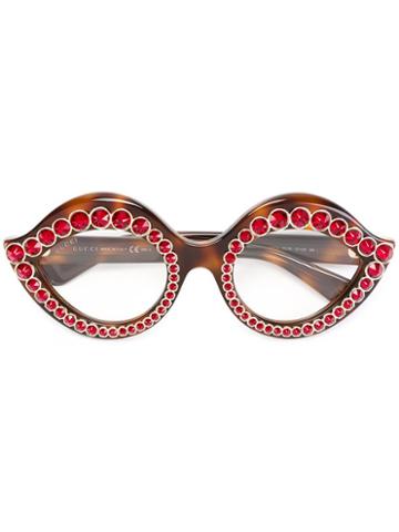 Gucci Eyewear Swarovski Crystals Embellished Glasses, Brown, Acetate/swarovski Crystal