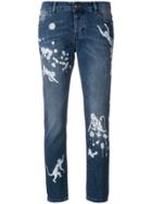 Red Valentino Paint Splatter Effect Monkey Jeans - Blue