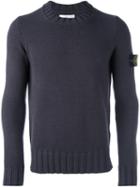 Stone Island Logo Patch Jumper, Men's, Size: Medium, Grey, Polyester/wool