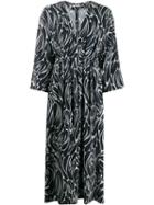 Odeeh Printed Pleated Dress - Blue