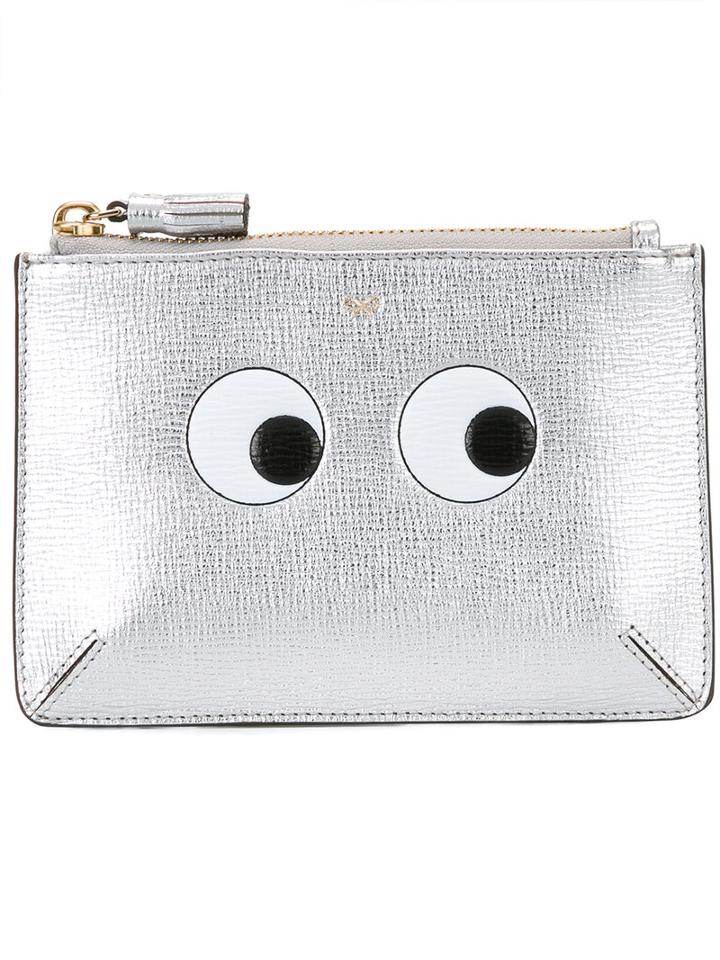 Anya Hindmarch Cartoon Eyes Purse, Women's, Grey, Goat Skin