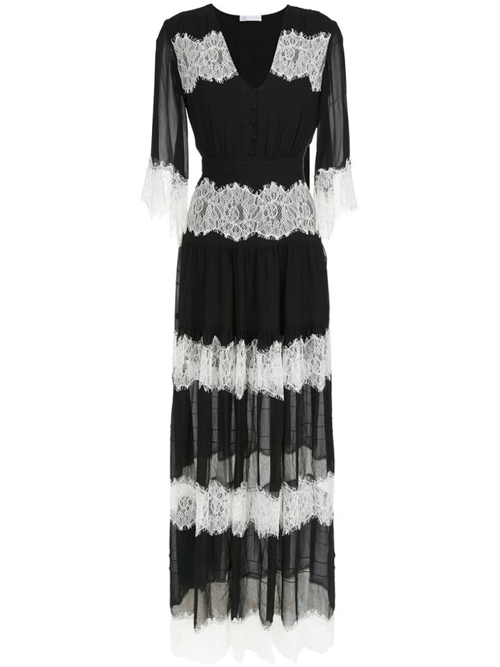 Nk Lace Silk Long Dress - Black