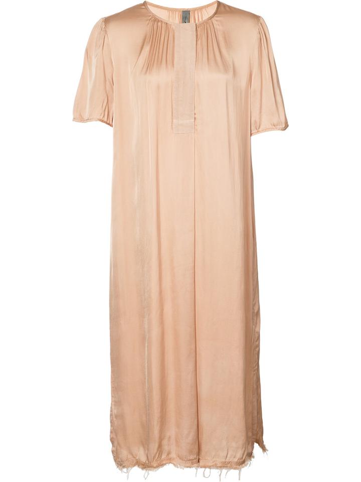 Raquel Allegra - Ribbon Placket Dress - Women - Cotton/viscose - 1, Nude/neutrals, Cotton/viscose