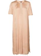 Raquel Allegra - Ribbon Placket Dress - Women - Cotton/viscose - 1, Nude/neutrals, Cotton/viscose