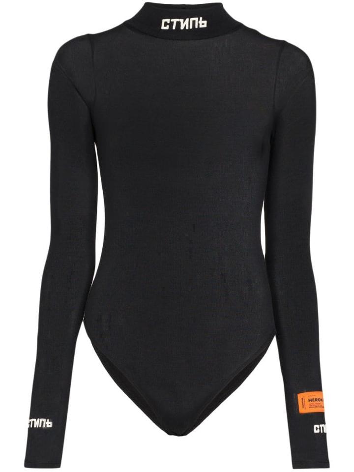 Heron Preston Open Back Long-sleeved Leotard - Black