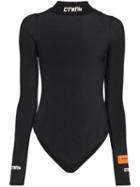 Heron Preston Open Back Long-sleeved Leotard - Black