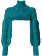 Valentino Cropped Cable Knit Jumper - Green