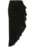 Goen.j Asymmetric Gathered Jersey Skirt - Black