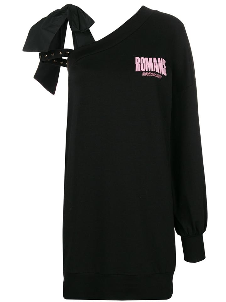 Brognano Romance Printed Asymmetrical Sweatshirt Dress - Black