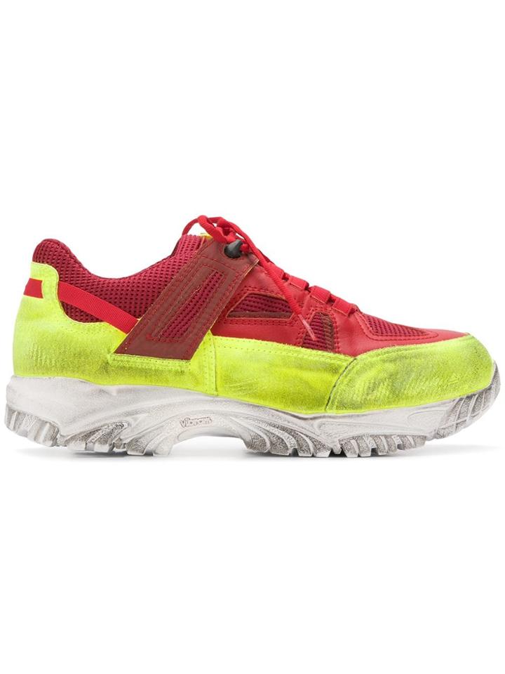Maison Margiela Security Dirty Treatment Sneakers - Red