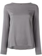 Eleventy Long-sleeved Top With Scoop Neckline, Women's, Size: 46, Grey, Silk/spandex/elastane