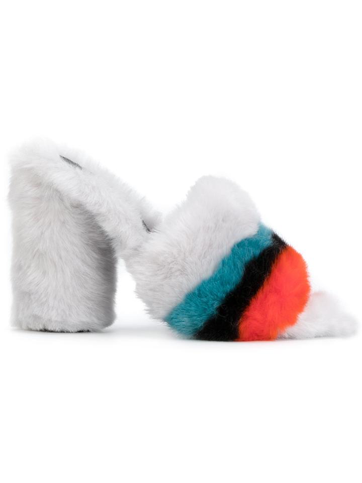 Marco De Vincenzo Striped Fur Mules - Multicolour