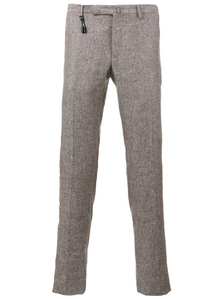 Incotex Skinny Trousers, Men's, Size: 52, Brown, Silk/linen/flax