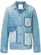 Ports V Oversized Denim Jacket - Blue