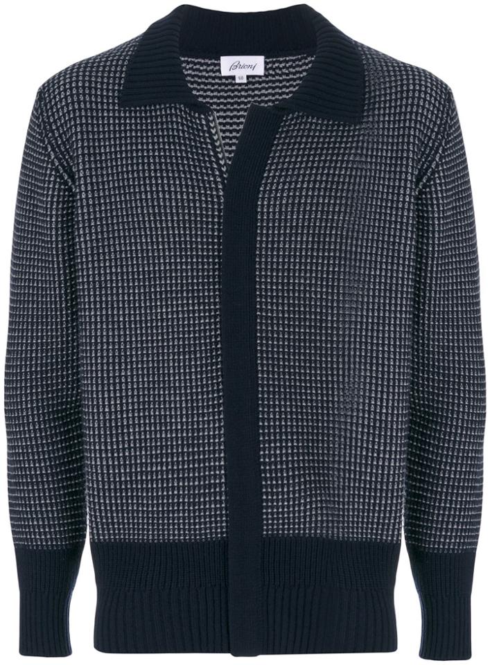 Brioni Concealed Front Fastening Cardigan - Blue
