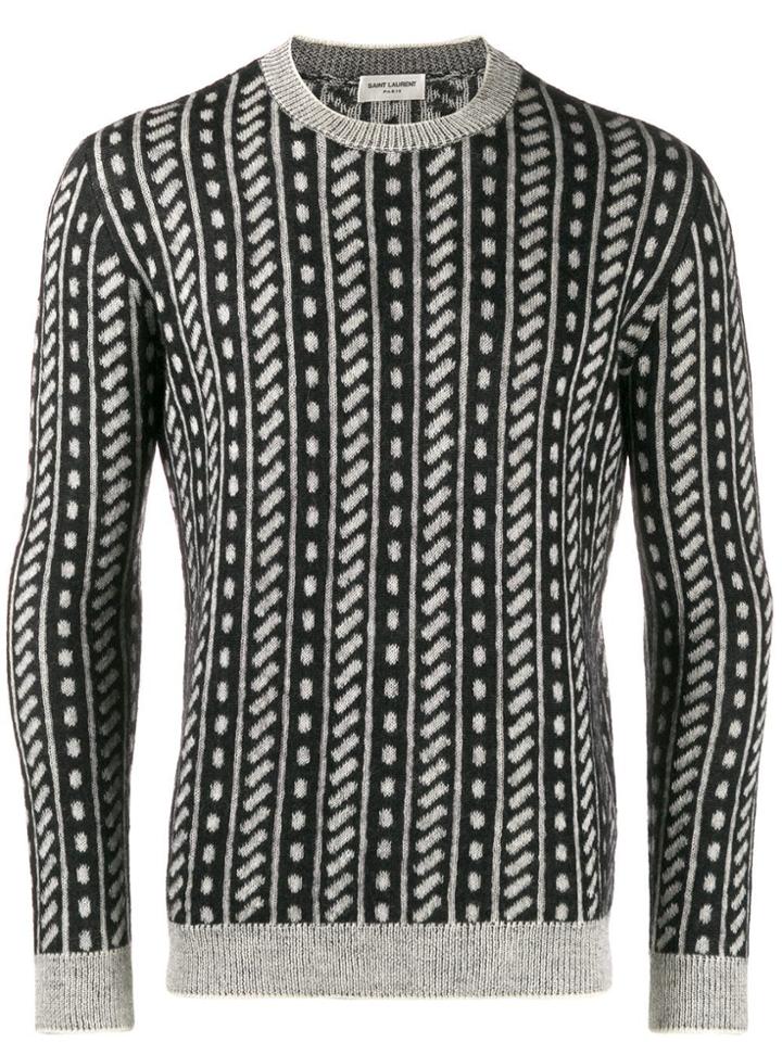 Saint Laurent Trompe L'oeil Stripe Sweater - Black