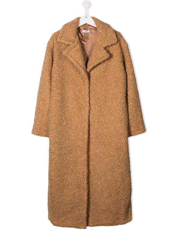 Monnalisa Teen Teddy Bear Coat - Neutrals