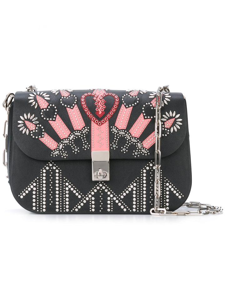 Valentino - Valentino Garavani All Over Chain Love Blade Shoulder Bag - Women - Leather/metal (other)/glass - One Size, Black, Leather/metal (other)/glass