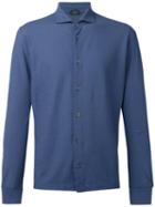 Zanone - Knitted Shirt - Men - Cotton - 50, Blue, Cotton