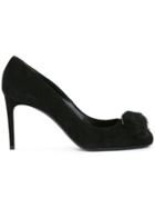 Casadei Furry Detailing Pumps - Black