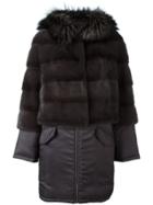 Yves Salomon Fur Layered Coat - Grey