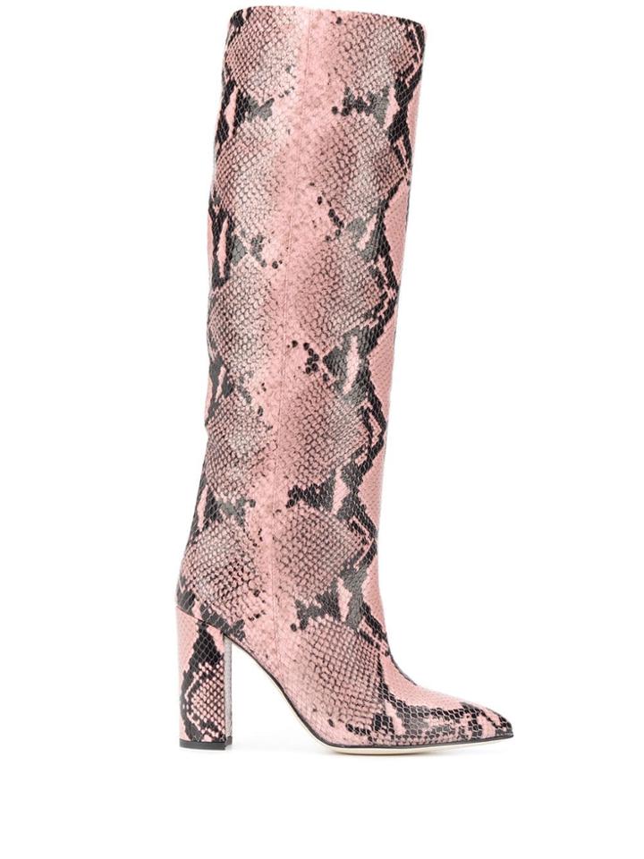 Paris Texas Snakeskin Effect Boots - Pink