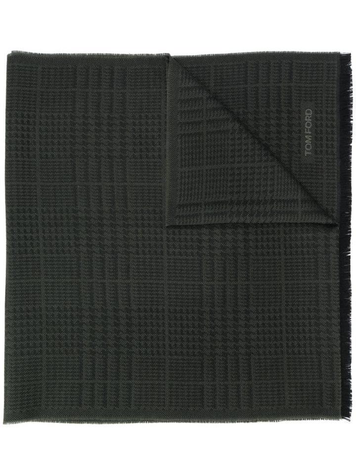 Tom Ford Houndstooth Knitted Scarf - Green