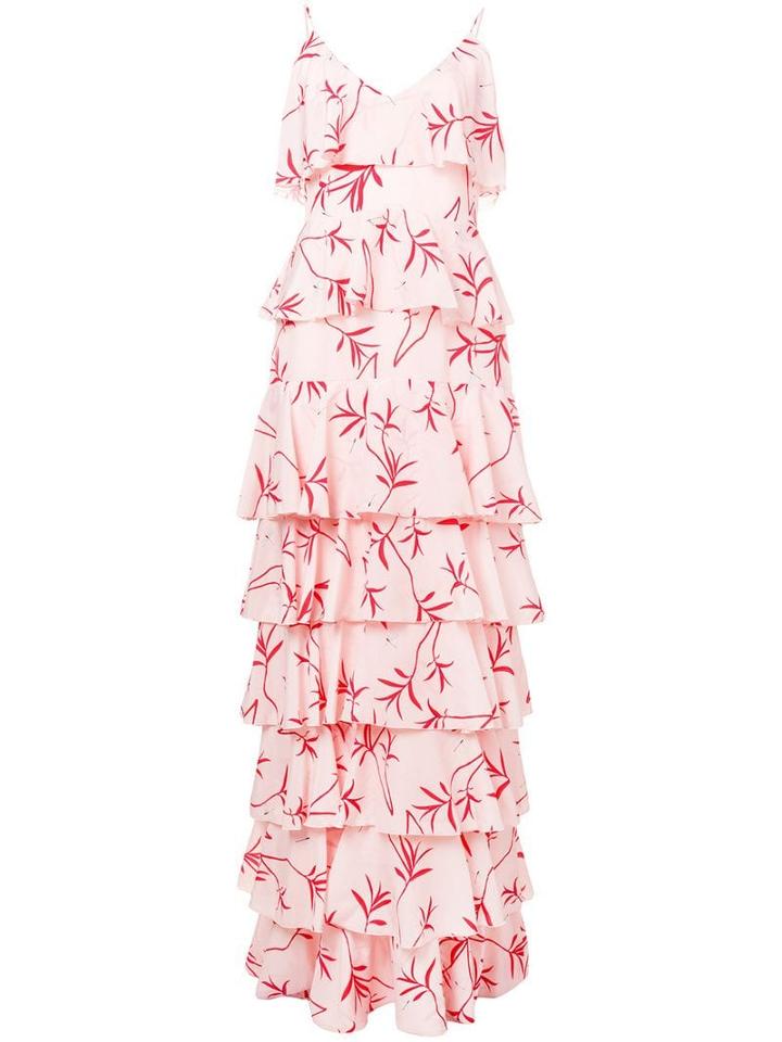 Borgo De Nor Olive Branch Print Ruffled Tier Dress - Pink