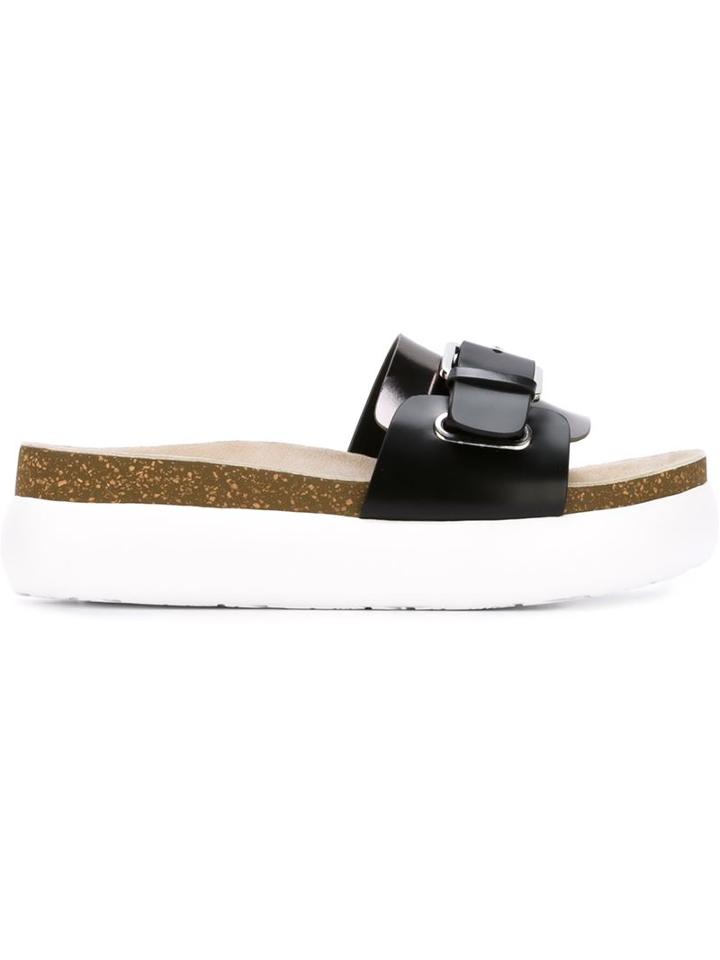 Kenzo Platform Sliders, Women's, Size: 38, Black, Leather/rubber