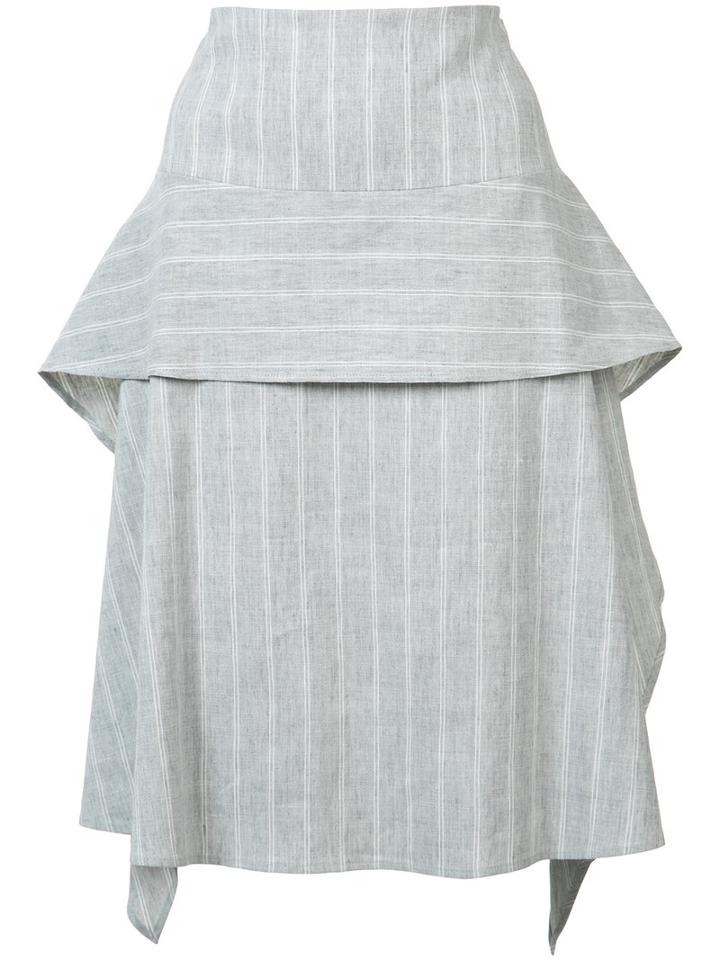 Adeam Layered Pleated Skirt, Women's, Size: 8, Grey, Linen/flax/viscose/spandex/elastane