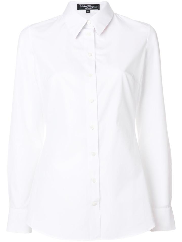 Salvatore Ferragamo Plain Slim-fit Shirt - White