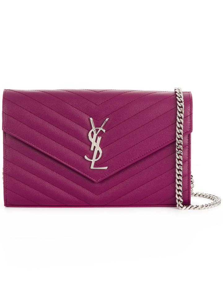 Saint Laurent Envelope Crossbody Bag - Pink & Purple