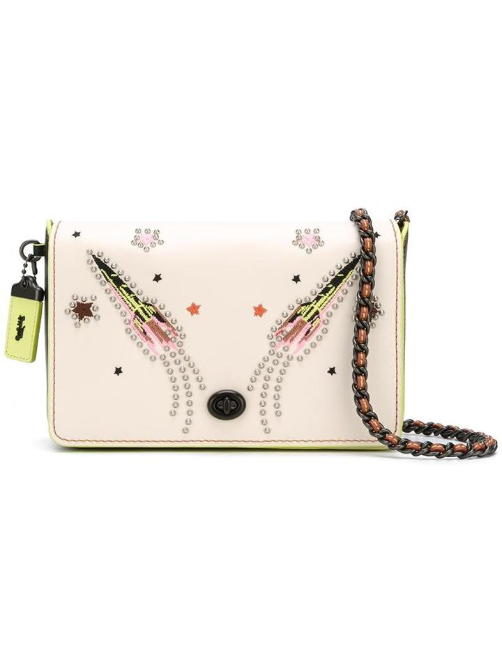 Coach Rocket Embellished Shoulder Bag, Women's, White, Leather