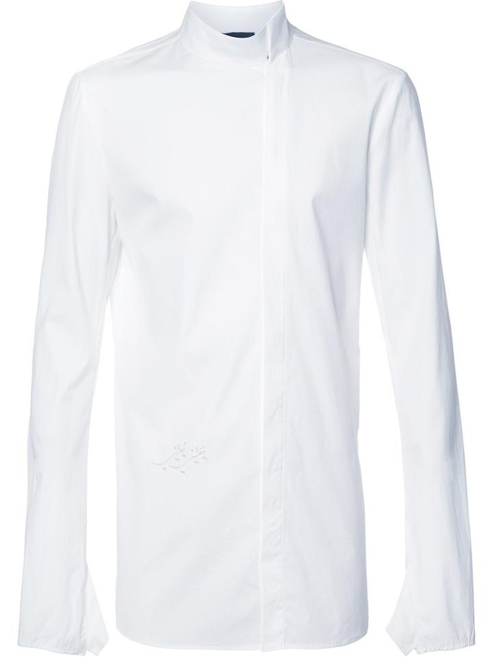 Thamanyah Off Centre Fastening Shirt, Men's, Size: 44, White, Cotton/spandex/elastane