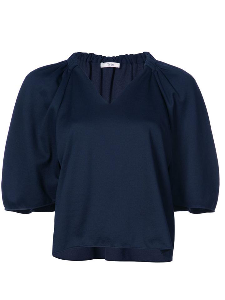 Tibi Marsha Knitted V-neck Top - Blue