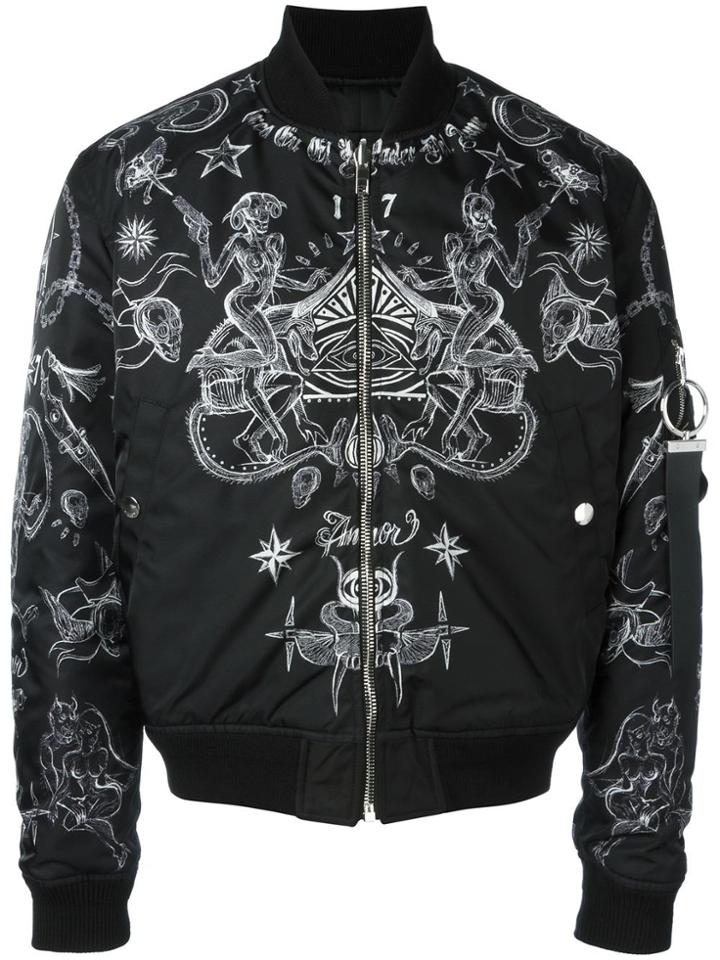 Givenchy Tattoo Print Bomber Jacket - Black