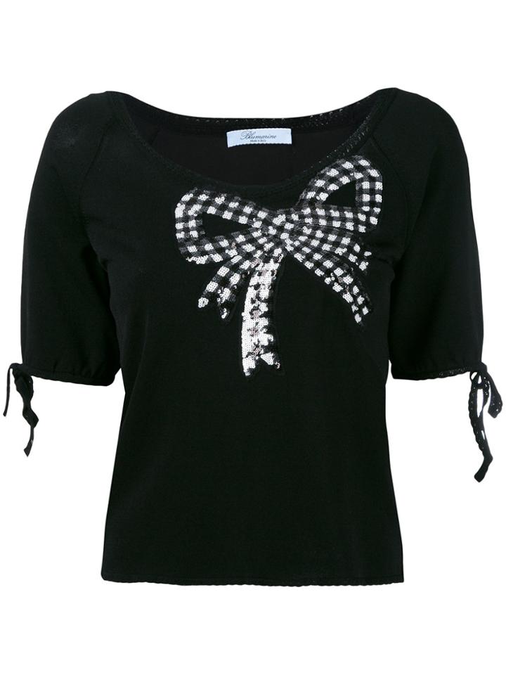 Blumarine Sequin Embellished Shortsleeved Sweater - Black