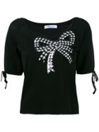 Blumarine Sequin Embellished Shortsleeved Sweater - Black